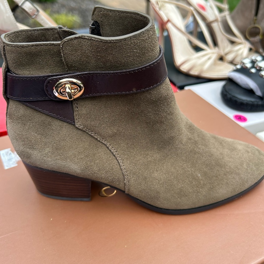 Coach Brown Ankle Booties with Suede Finish